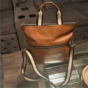 Coach Brown and Cream Crossbody Bag